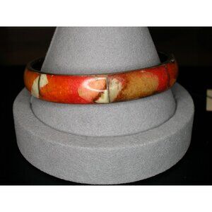 Brass Camel Bone Bangle Bracelet With Color Inlay, India